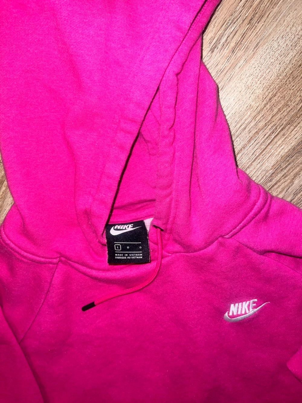 Nike Hot Pink Pullover Hoodie with White Swoosh - Picture 2 of 2
